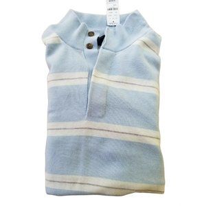 NWT BROOKS BROTHERS Men's Baby Blue & White Striped Mock Neck Sweater Size XL
